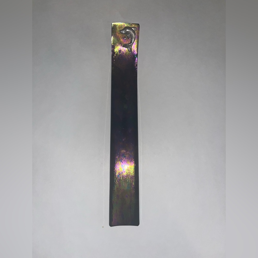 Kheops International Glass Incense Holder Iridescence Shine Dolphin 10.5” EUC